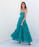 Cristina Beautiful Life | Petrol silk blend Appolie strapless dress