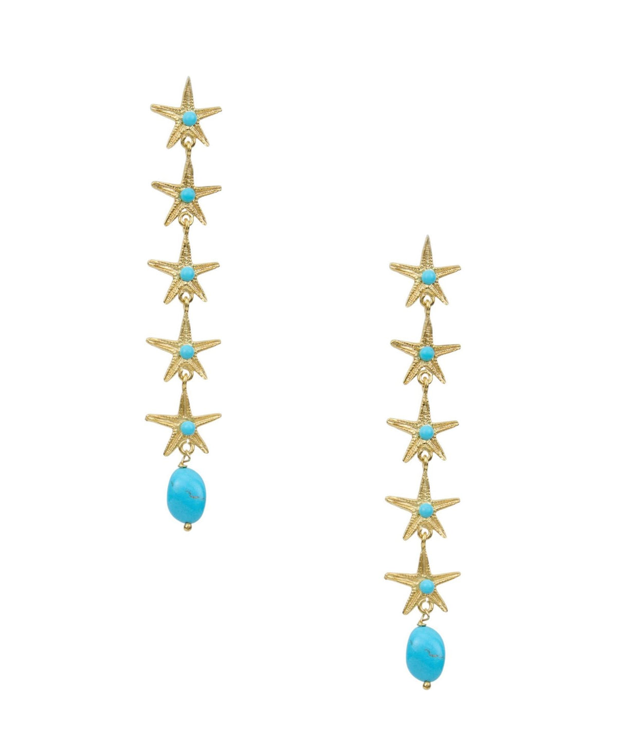 Antonia Karra | Starfish rain earrings - gold plated silver turquoise
