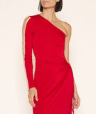 Sadh | Red jersey one shoulder cut out Adya maxi dress