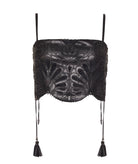 Lace | Black faux leather embroidered Naxos crop top