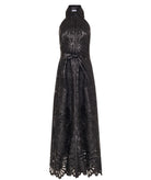 Lace | Black faux leather embroidered Hermione shirt dress