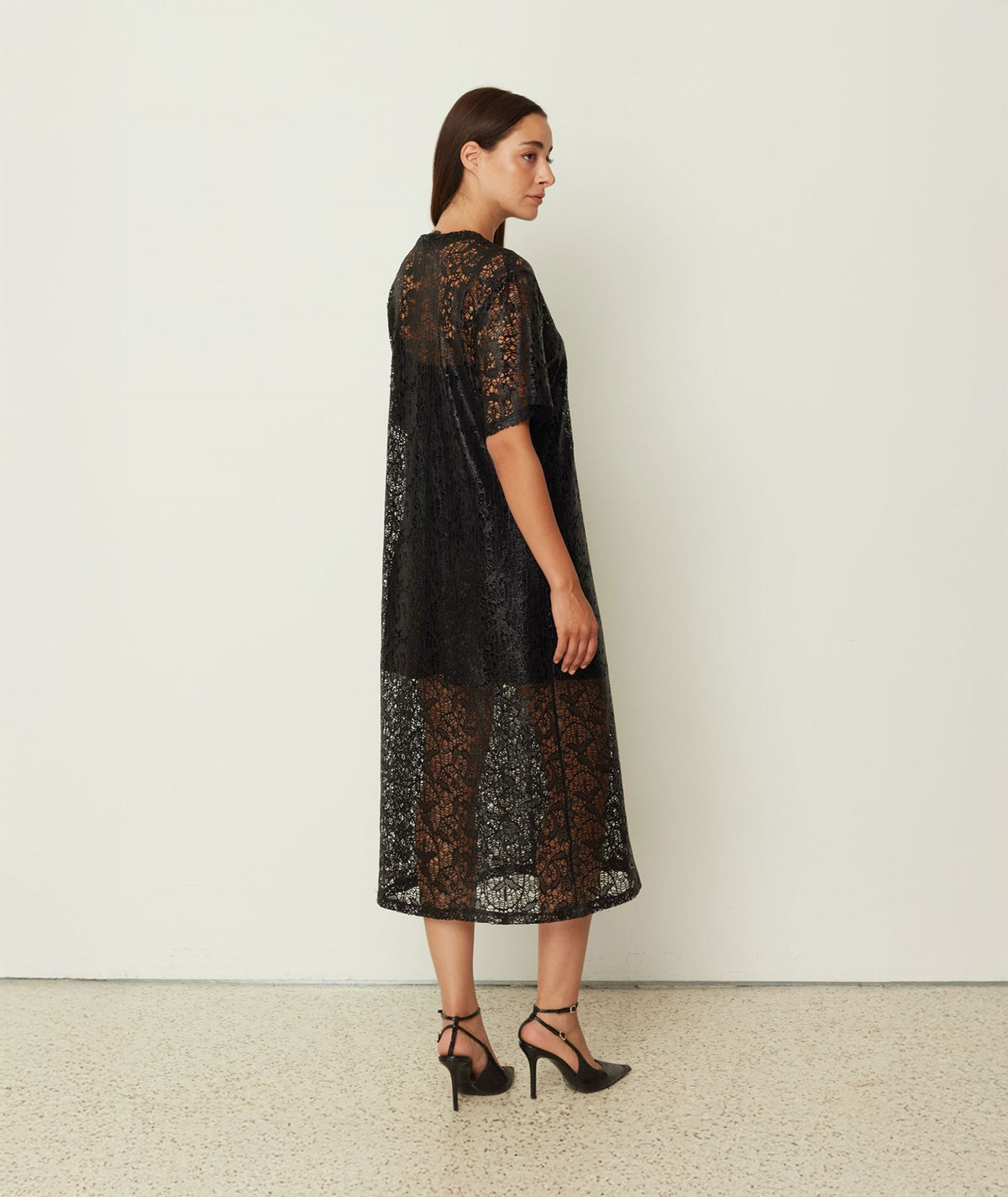 CKontova | Black lace T-shirt midi dress