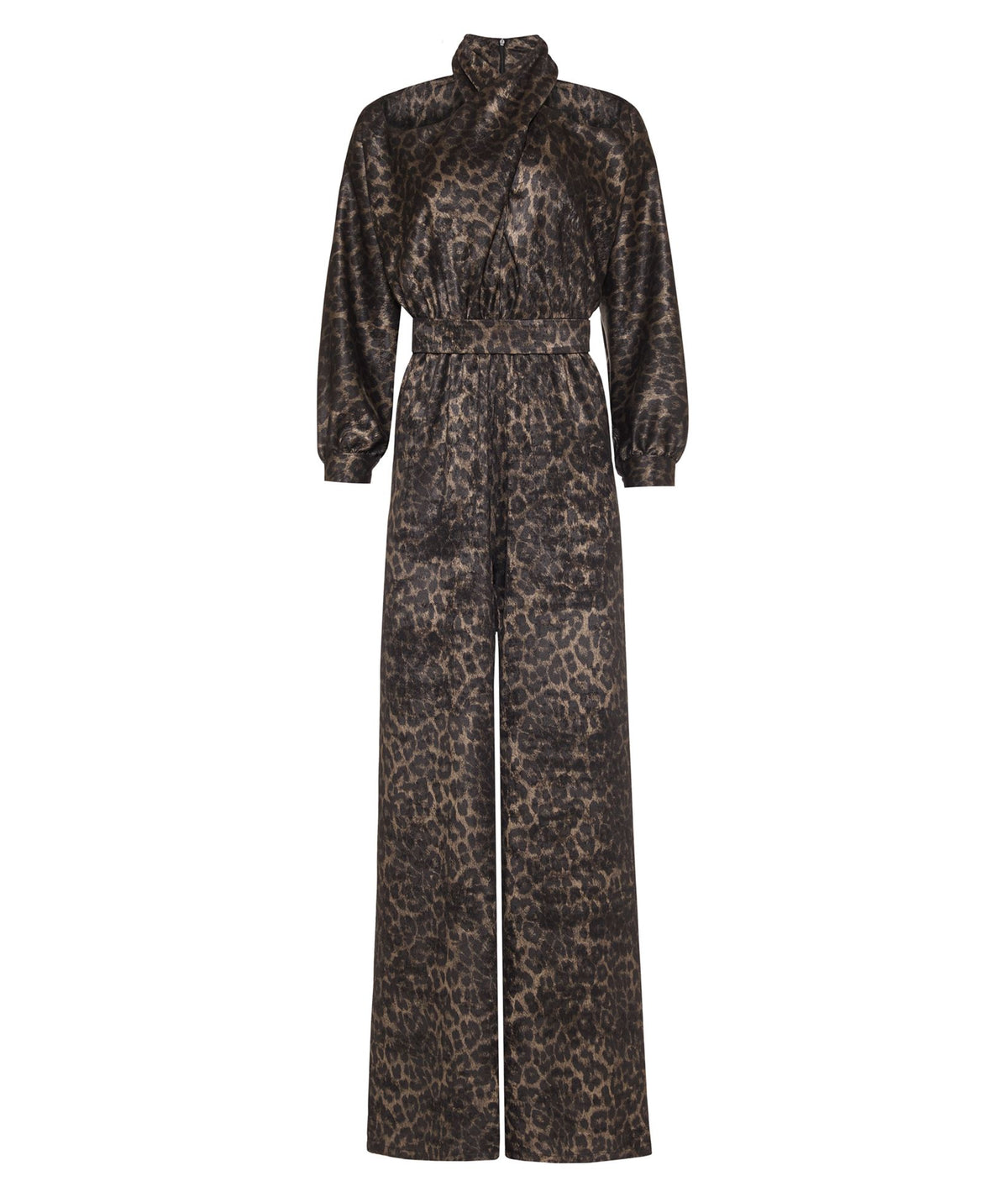 Stelios Koudounaris | Black animal print crossneck jumpsuit