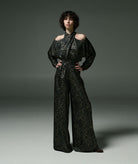 Stelios Koudounaris | Black animal print crossneck jumpsuit
