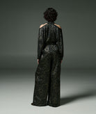 Stelios Koudounaris | Black animal print crossneck jumpsuit