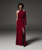 Stelios Koudounaris | Bordeaux crossneck maxi dress