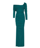 Stelios Koudounaris | Green draped off shoulder maxi dress