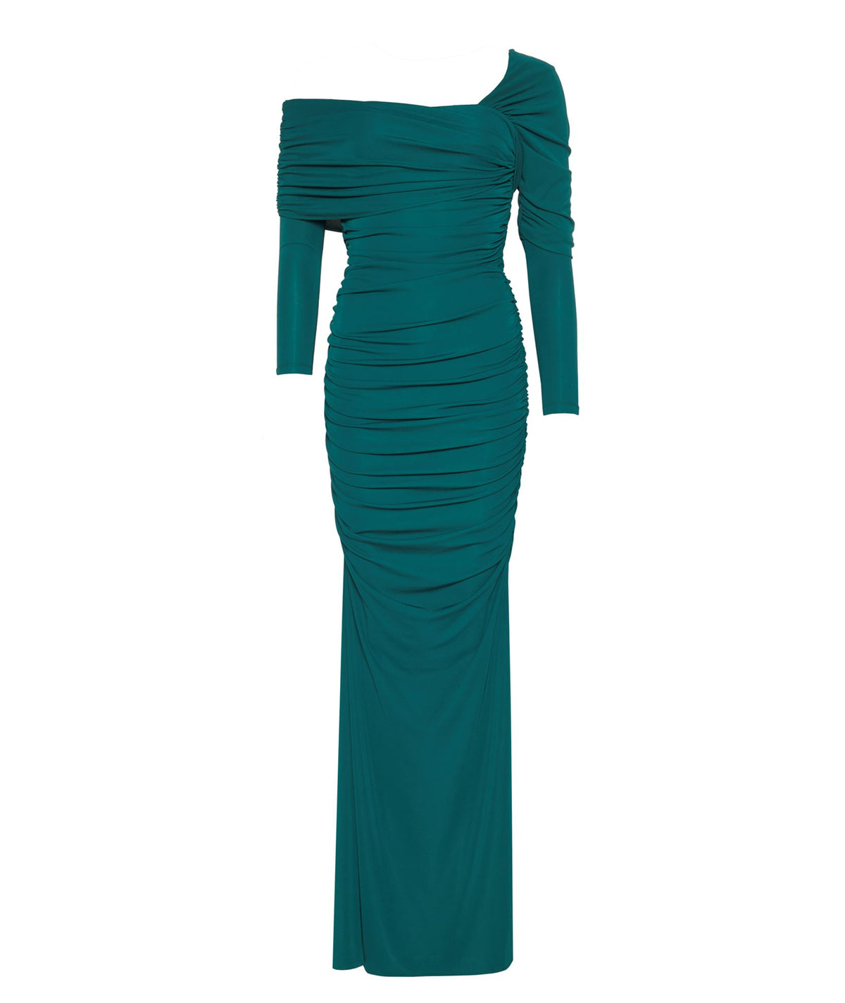 Stelios Koudounaris | Green draped off shoulder maxi dress