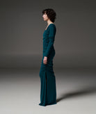 Stelios Koudounaris | Green draped off shoulder maxi dress