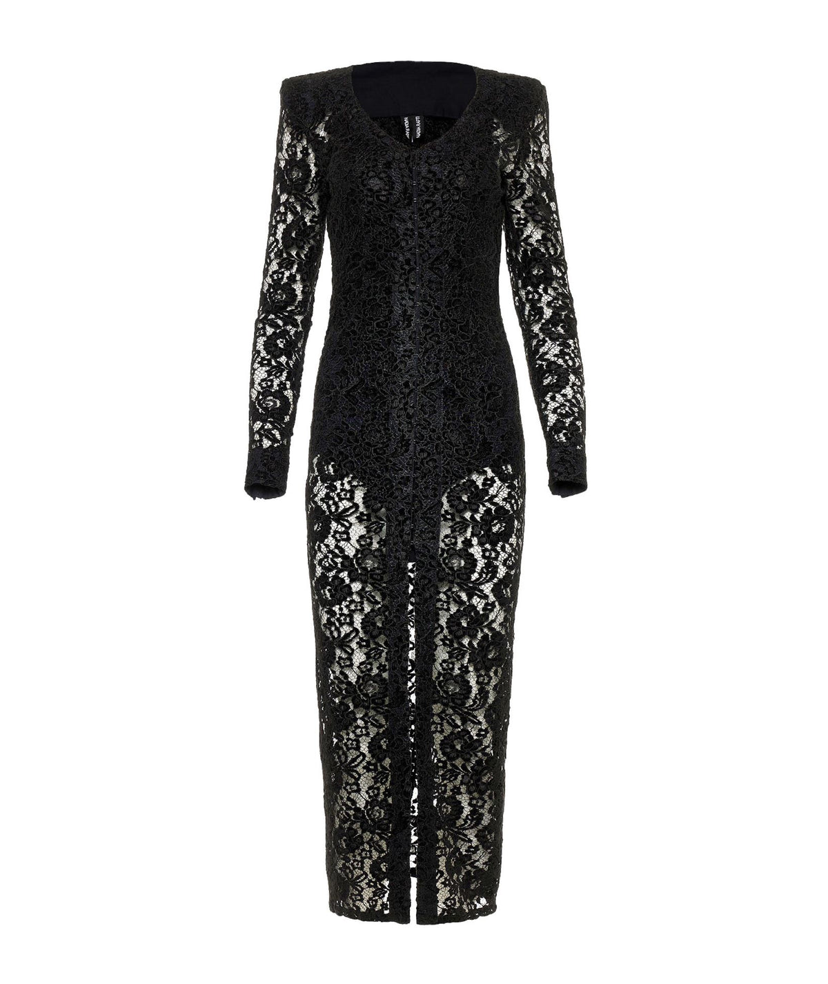 Nadia Rapti | Black velvet lace Lacer maxi dress