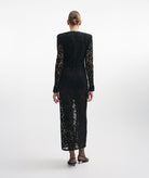 Nadia Rapti | Black velvet lace Lacer maxi dress