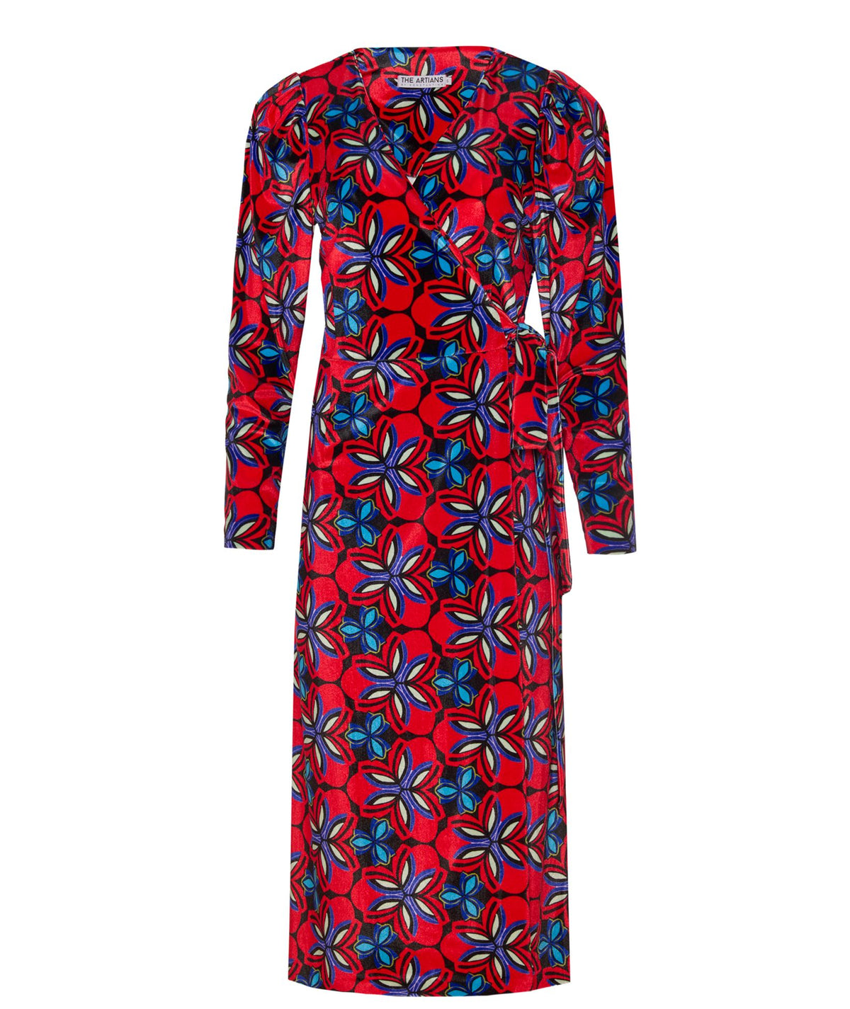 The Artians | Red blue printed Irene midi dress