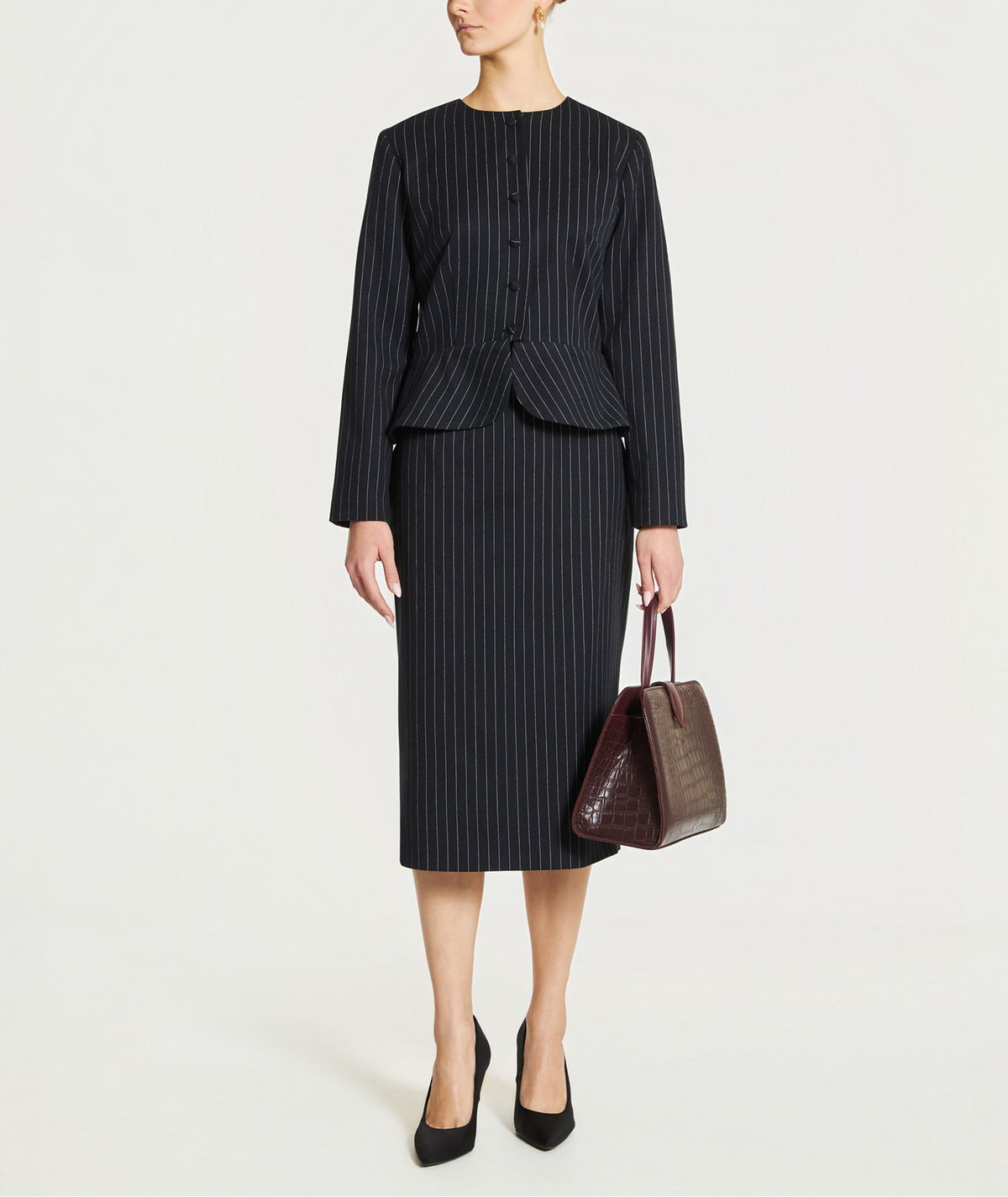Maison Zoulias | Black pinstripe cool wool Marpessa blazer