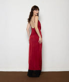Mallory The Label | Bordeaux satin lace detail Ruby maxi slip dress