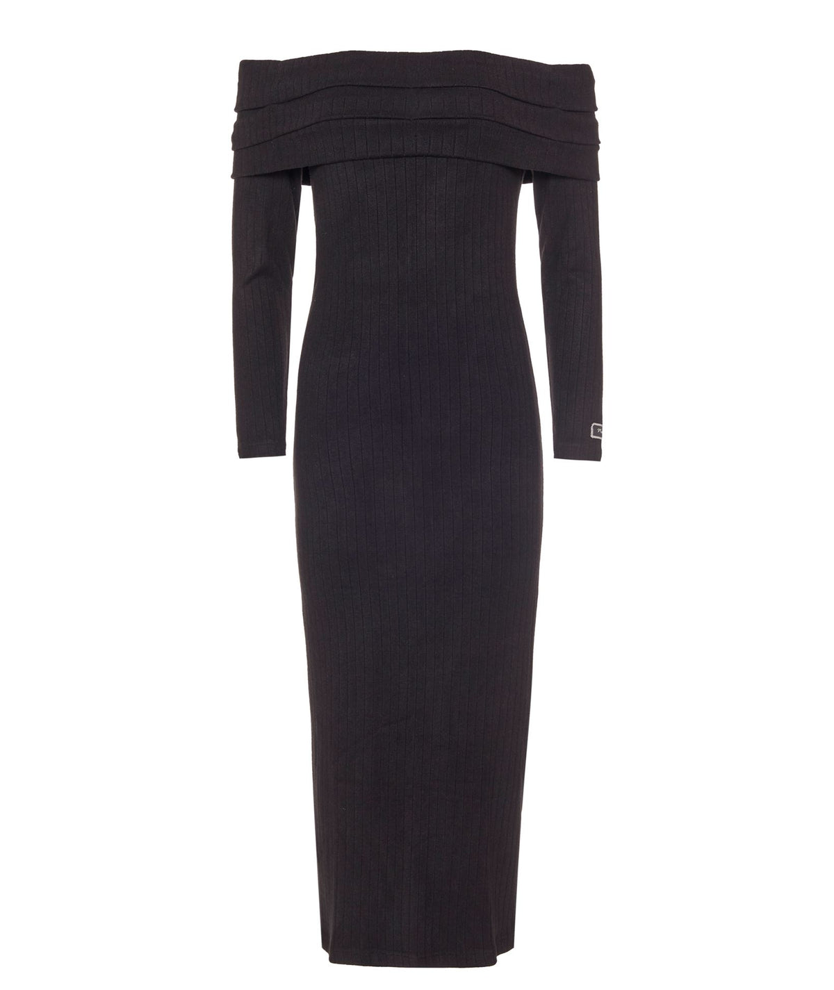 Mallory The Label | Black knitted off shoulder Nyra maxi dress