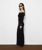 Mallory The Label | Black knitted off shoulder Nyra maxi dress