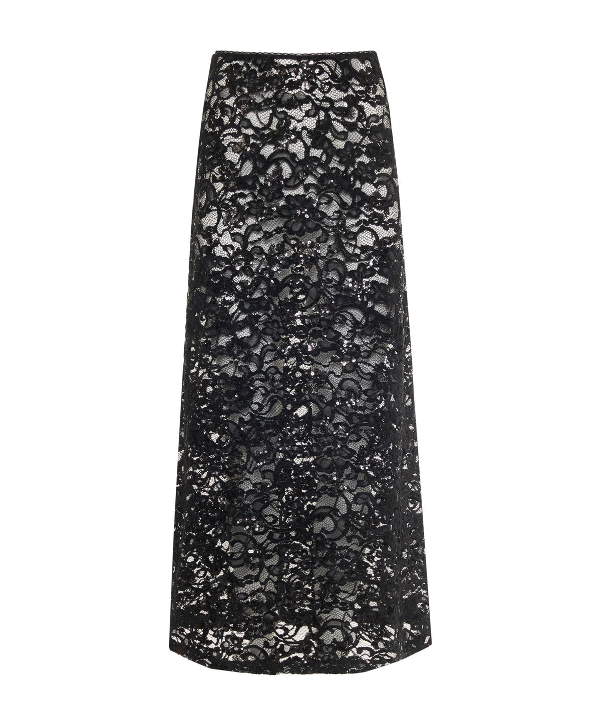 Mallory The Label | Black lace sequined Nora midi skirt