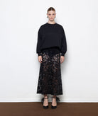 Mallory The Label | Black lace sequined Nora midi skirt