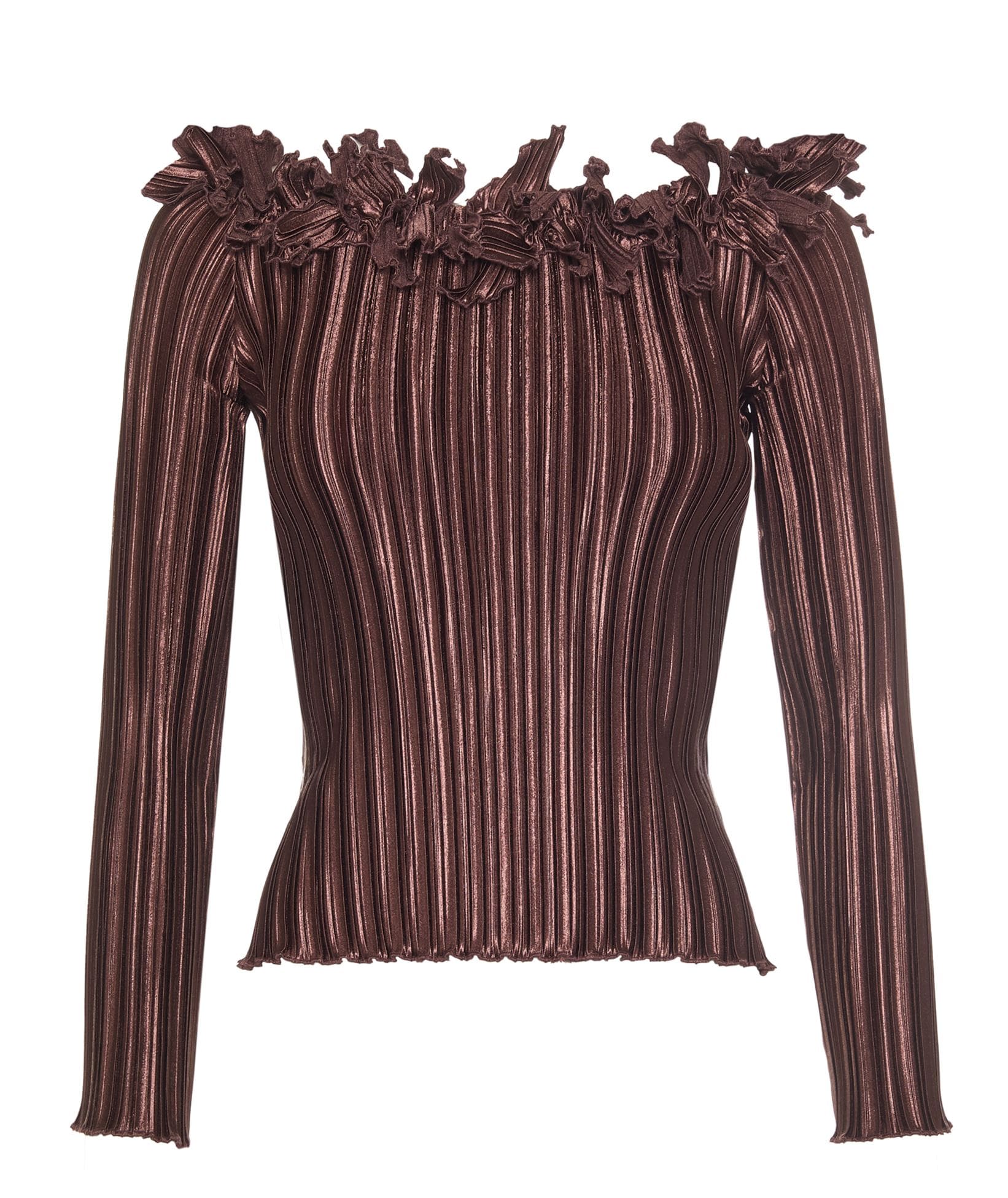 Daphne Valente | Marron metallic Amnesia F pleated top Daphne Valente 968798001