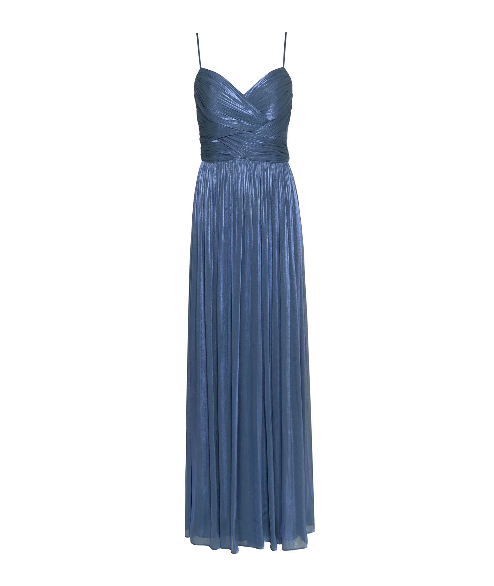 Costarellos | Blue lurex georgette draped Sireen gown