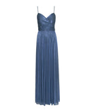 Costarellos | Blue lurex georgette draped Sireen gown