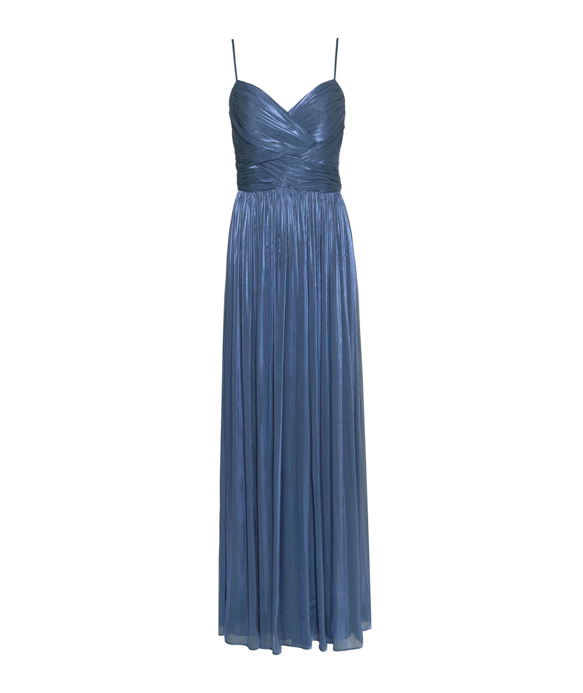 Costarellos | Blue lurex georgette draped Sireen gown