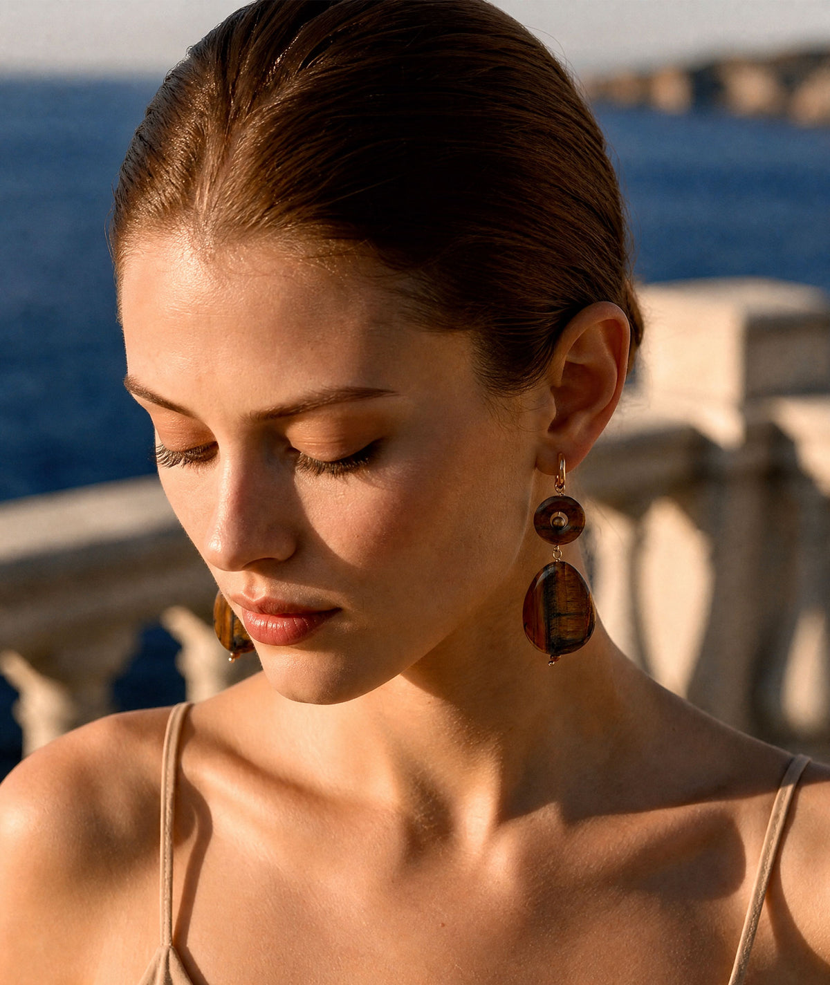 Antonia Karra | Double drop earrings - eye of the tiger