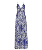 Pearl & Caviar | Blue white printed broderie cotton Portaria maxi dress