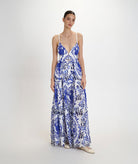 Pearl & Caviar | Blue white printed broderie cotton Portaria maxi dress