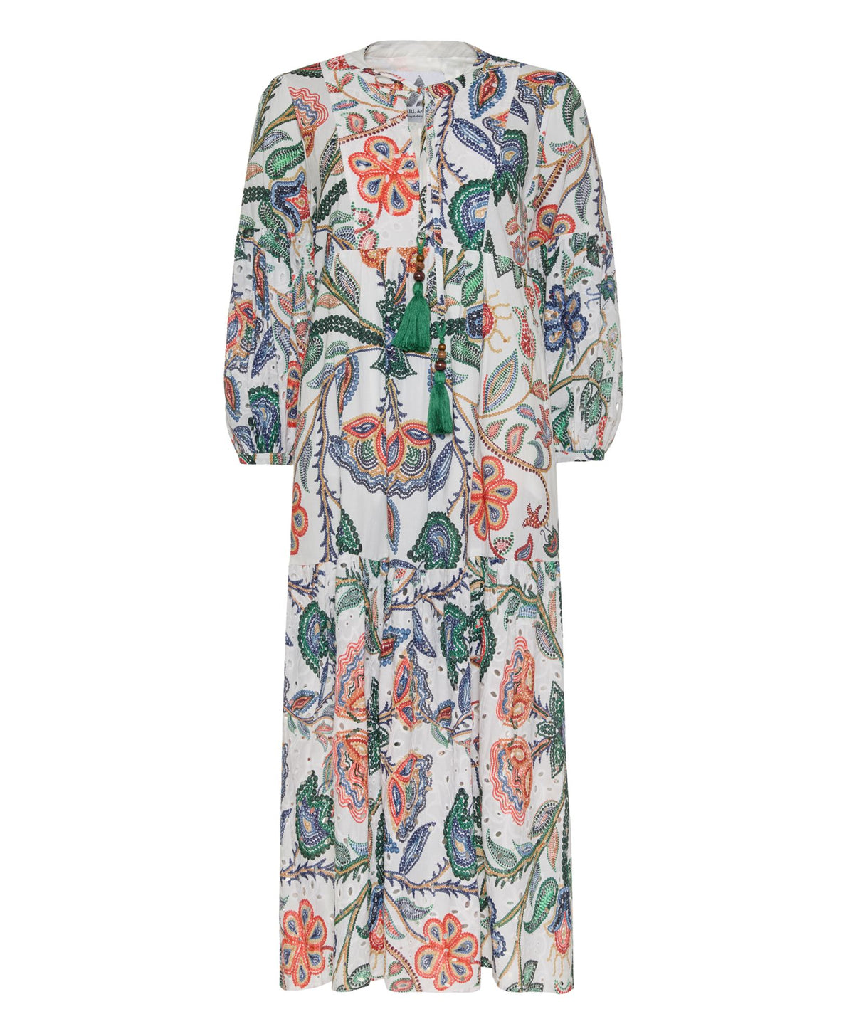 Pearl & Caviar | Multicolor printed broderie cotton Fiskardo dress