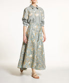 Greek Archaic Kori | Stone multicolor embroidered Blossom skirt