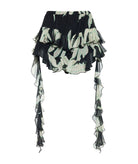 Lace | Black printed silk Aveline ruffled shorts