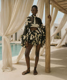 Lace | Black printed silk Aveline ruffled shorts