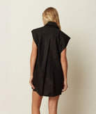 CKontova | Black cotton poplin sleeveless shirt dress