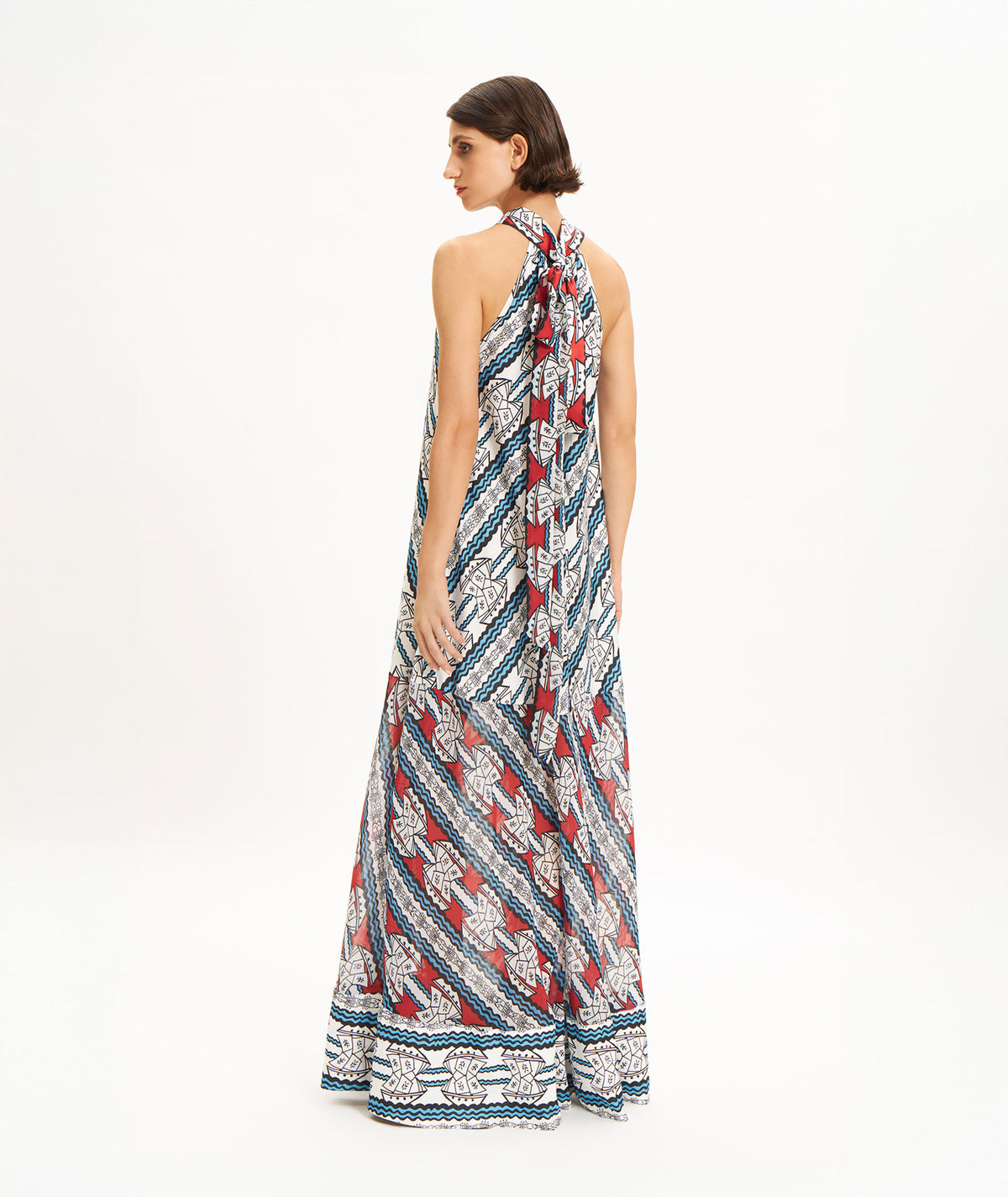 The Artians | Multicolor printed Choikon halter maxi dress