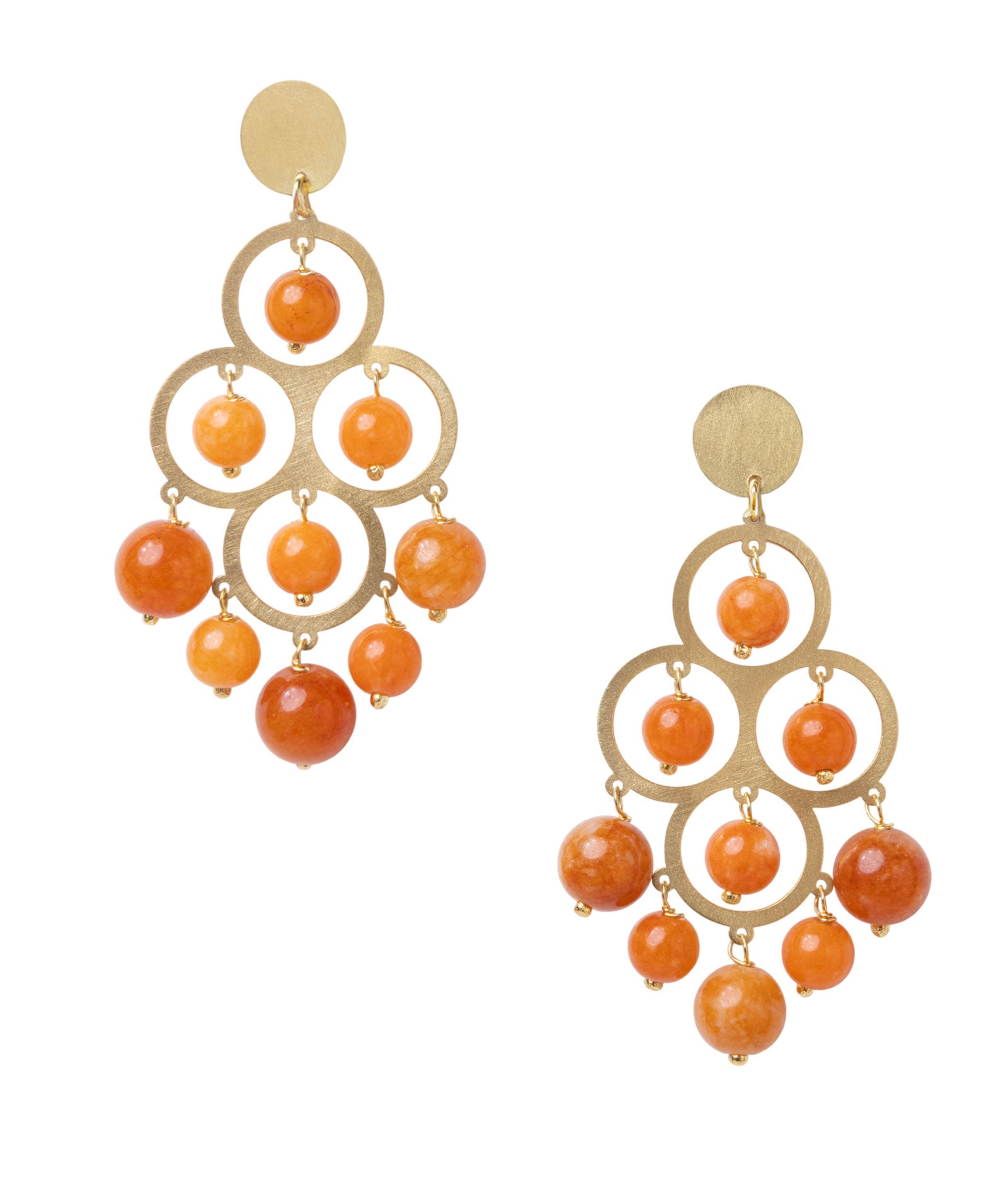 Antonia Karra | Angelina gold-plated silver earrings - orange jade