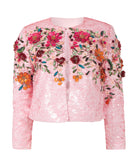 Costarellos | Pink floral sequined Crissy jacket