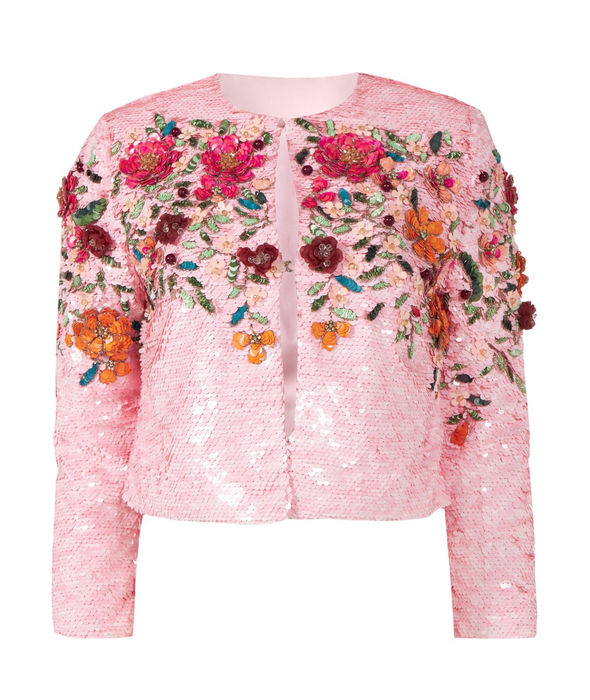Costarellos | Pink floral sequined Crissy jacket