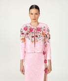 Costarellos | Pink floral sequined Crissy jacket