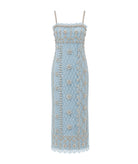 Costarellos | Light blue beaded lace Leona midi dress