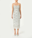 Costarellos | Light blue beaded lace Leona midi dress