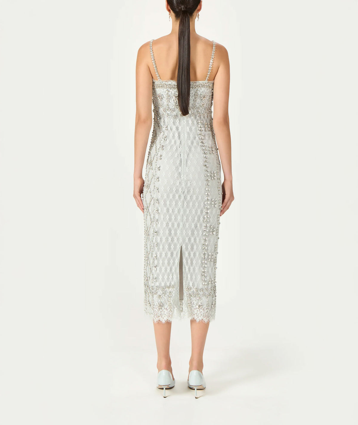Costarellos | Light blue beaded lace Leona midi dress