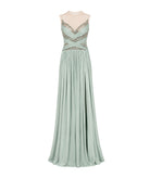 Costarellos | Mint lurex georgette crystal-embroidered Branka gown