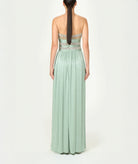 Costarellos | Mint lurex georgette crystal-embroidered Branka gown