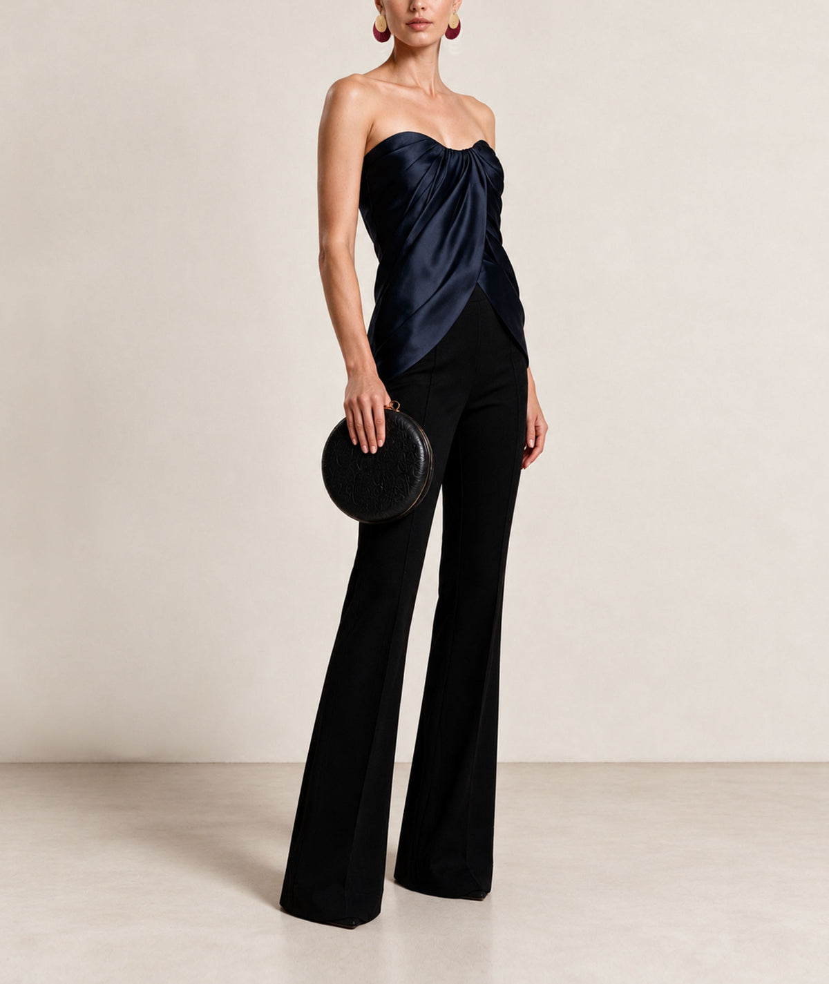 Costarellos | Black crepe wide-leg Maree pants