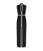Costarellos | Black sheer crystal-embroidered Belina gown