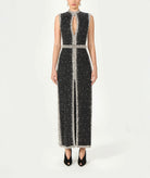 Costarellos | Black sheer crystal-embroidered Belina gown