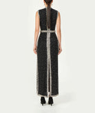 Costarellos | Black sheer crystal-embroidered Belina gown