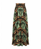 Lace | Green printed silk Celestine maxi skirt
