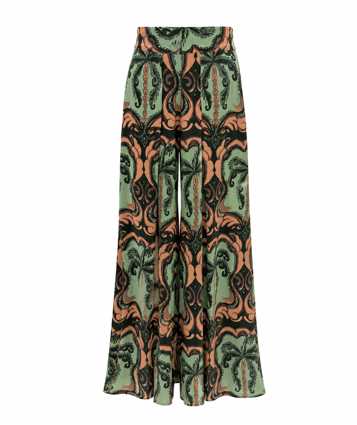 Lace | Green printed silk Rosier pants